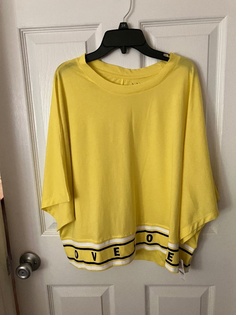 NEW YORK & Co Yellow Top/Blouse/Kimono Black/White a graphic hem Cotton Sz XL